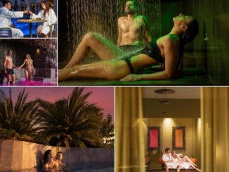 Coppie che si rilassano nelle piscine e saune di Asmana Wellness World, Day Spa vicino Firenze