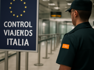 Immagine generata con intelligenza artificiale, a tema: media madrid proroga fino ottobre controlli viaggiatori italia